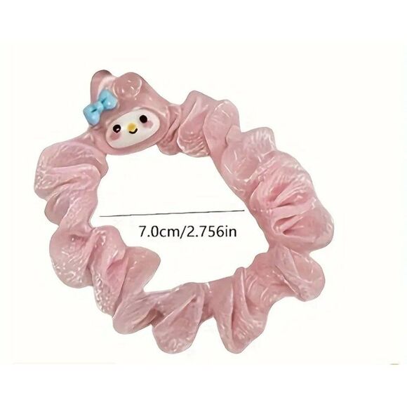 New! My Melody Shiny Gauzy Satin Stretch Hair Tie Ponytail Holder Scrunchy Adora - Picture 2 of 2